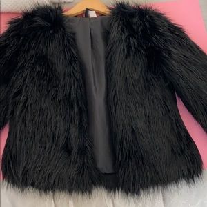 Black furry jacket